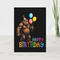 Funny BigFoot Birthday Card with Balloons
