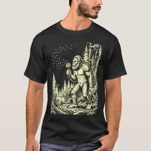 Funny bigfoot blowing dandelion vintage sasquatch T-Shirt