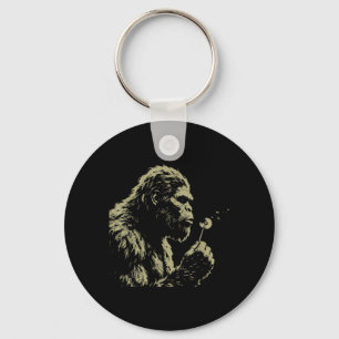 Funny Bigfoot Blowing Wishes Dandelion Wildflower Key Ring