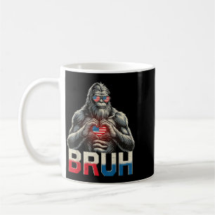 Funny Bigfoot Bro Heart Aamerican Flag Patriotic Coffee Mug