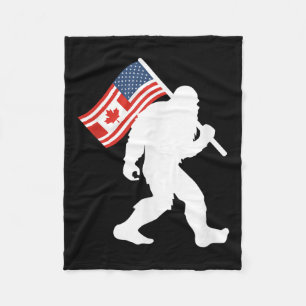 Funny Bigfoot Canada The 51 State Trump Canada U.s Fleece Blanket