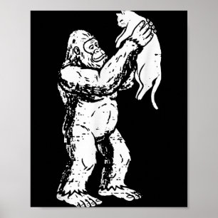 Funny Bigfoot Cat Sasquatch Kitty Cute Valentine M Poster