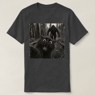 Funny Bigfoot Chasing Black Cat Sasquatch T-Shirt