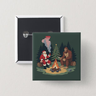 Funny Bigfoot Christmas Santa Sasquatch Camping 15 Cm Square Badge