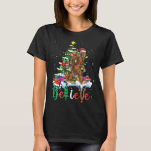 Funny Bigfoot Christmas Tree Lights Xmas Sasquatch T-Shirt