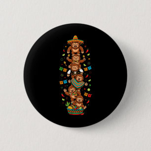 Funny Bigfoot Cinco De Mayo Kids Mens Womens 6 Cm Round Badge