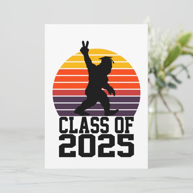 Funny Bigfoot Class of 2025 - Graduation 2025 Holiday Card (Standing Front)