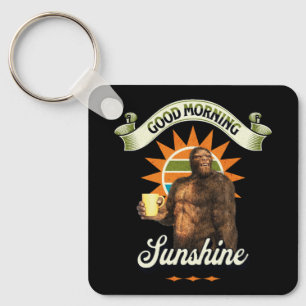 Funny Bigfoot Coffee Morning Humour Key Ring