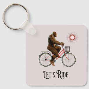 Funny Bigfoot Cycling Adventure Retro Key Ring