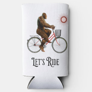 Funny Bigfoot Cycling Adventure Retro Seltzer Can Cooler