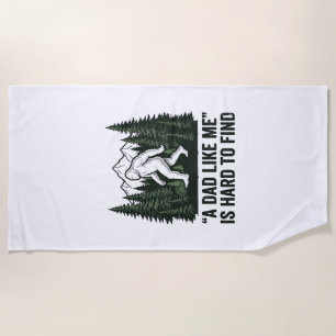 Funny Bigfoot Dad Vintage Forest Shirt Design_1 Beach Towel