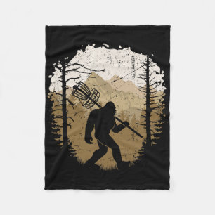 Funny Bigfoot Disc Golf Player Sasquatch Disc Golf Fleece Blanket