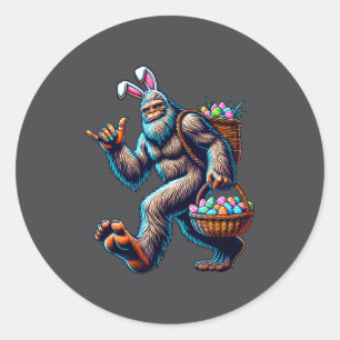 Funny Bigfoot Easter Bunny - Sasquatch With Easter Classic Round Sticker