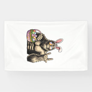 Funny Bigfoot Easter Egg Rock Sasquatch Easter Day Banner