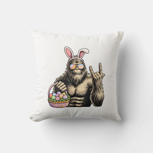 Funny Bigfoot Easter Egg Rock Sasquatch Easter Day Cushion (Front)