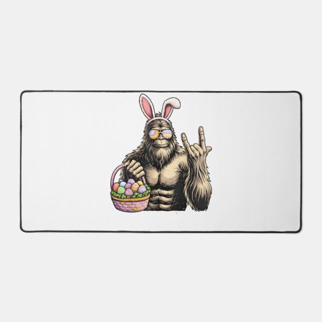 Funny Bigfoot Easter Egg Rock Sasquatch Easter Day Desk Mat (Front)