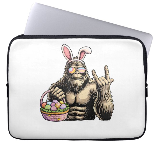 Funny Bigfoot Easter Egg Rock Sasquatch Easter Day Laptop Sleeve (Front)