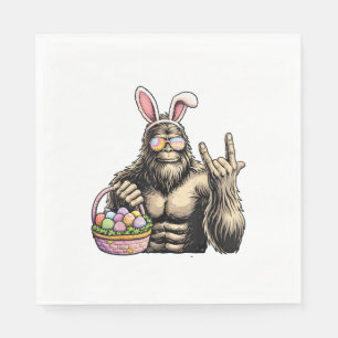 Funny Bigfoot Easter Egg Rock Sasquatch Easter Day Napkin
