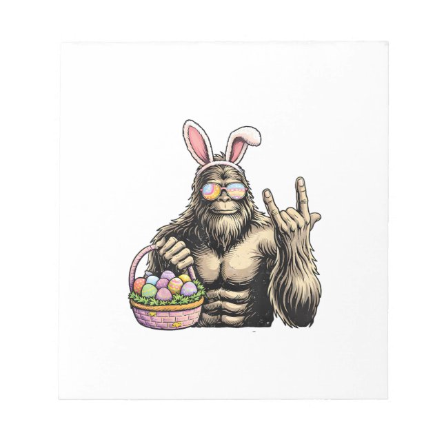 Funny Bigfoot Easter Egg Rock Sasquatch Easter Day Notepad (Front)