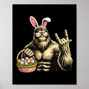 Funny Bigfoot Easter Egg Rock Sasquatch Easter Day Poster