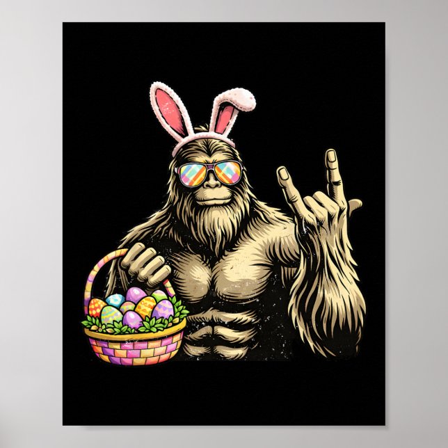 Funny Bigfoot Easter Egg Rock Sasquatch Easter Day Poster (Front)