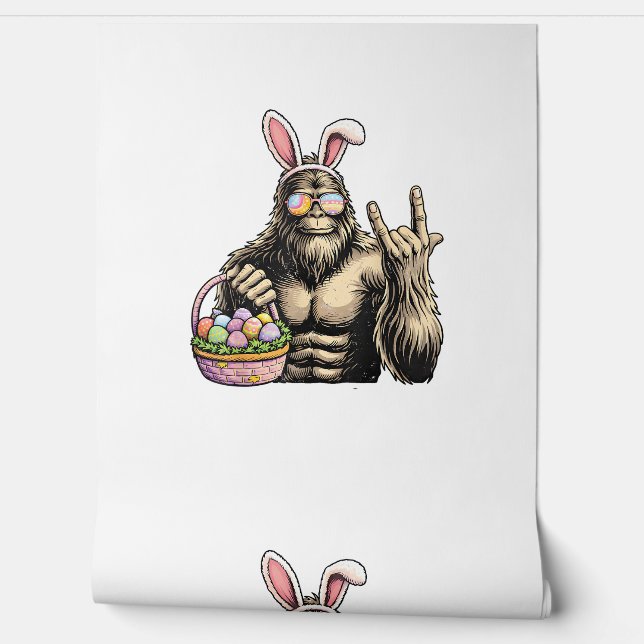 Funny Bigfoot Easter Egg Rock Sasquatch Easter Day Wallpaper (Unrolling)