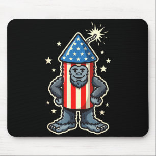 Funny bigfoot firework 4th of july sasquatch mouse pad