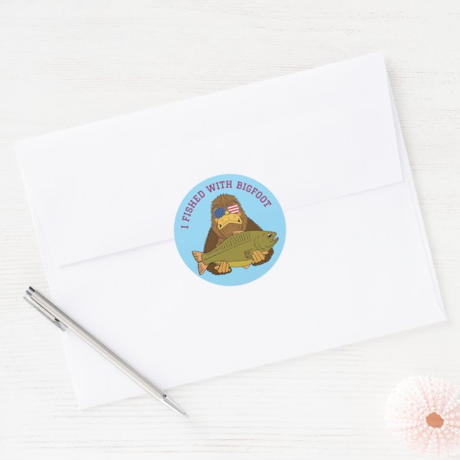 Funny Bigfoot Fishing Quote Classic Round Sticker (Envelope)