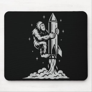 Funny Bigfoot Flying Into Space With Stars And Cos Mouse Pad