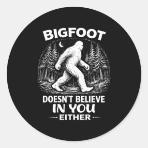 Funny bigfoot for men & women camping hiking classic round sticker