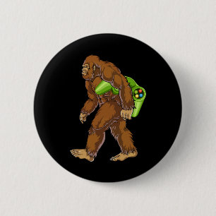 Funny Bigfoot Gamer Sasquatch Video Games Men Boys 6 Cm Round Badge