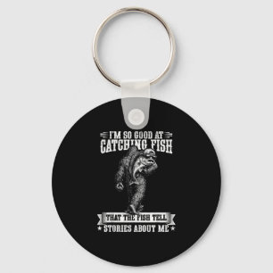 Funny bigfoot good at catching fish fishing men key ring