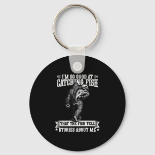 Funny bigfoot good at catching fish fishing men key ring