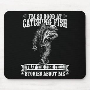 Funny bigfoot good at catching fish fishing men mouse pad