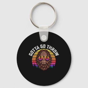 Funny Bigfoot “gotta Go Throw” Retro Disc Golf Key Ring