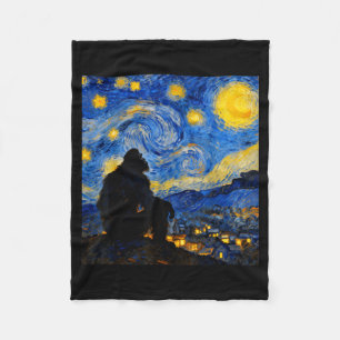Funny Bigfoot Graphic Van Gogh Style Sasquatch Sta Fleece Blanket