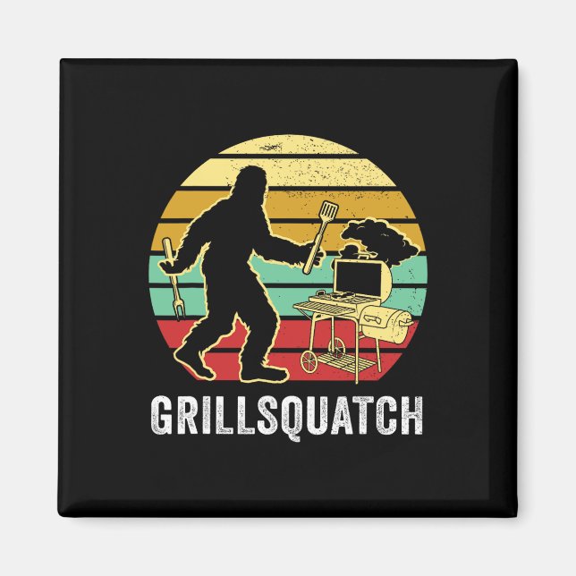 Funny Bigfoot Grilling Sasquatch Pitmaster Grill L Magnet (Front)
