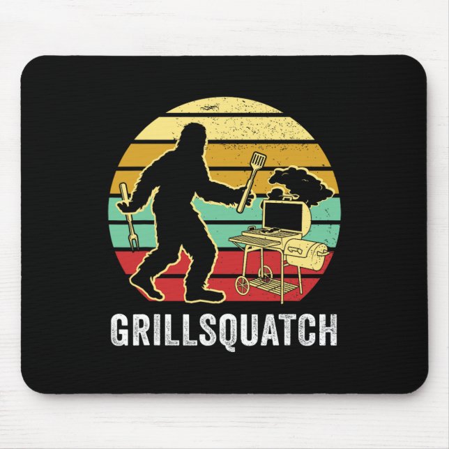 Funny Bigfoot Grilling Sasquatch Pitmaster Grill L Mouse Pad (Front)