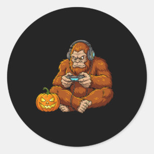 Funny Bigfoot Halloween Costume Gamer Video Gaming Classic Round Sticker