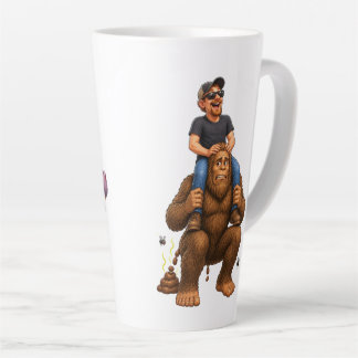 Funny Bigfoot & Hippo Wild Ride Poop Humour Latte Mug
