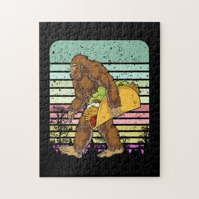 Funny Bigfoot Holding A Taco Jigsaw Puzzle (Vertical)