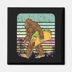 Funny Bigfoot Holding A Taco Magnet