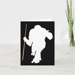 Funny Bigfoot Holding Pool Stick Billiards Sasquat Card