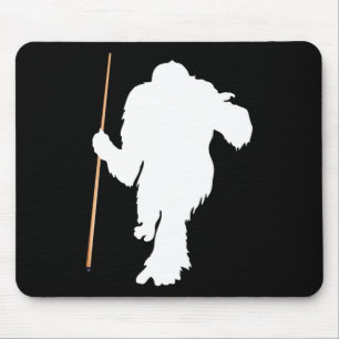 Funny Bigfoot Holding Pool Stick Billiards Sasquat Mouse Pad