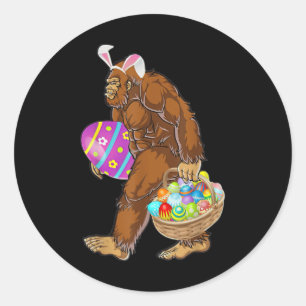 Funny Bigfoot Hunting Easter Eggs Classic Round Sticker