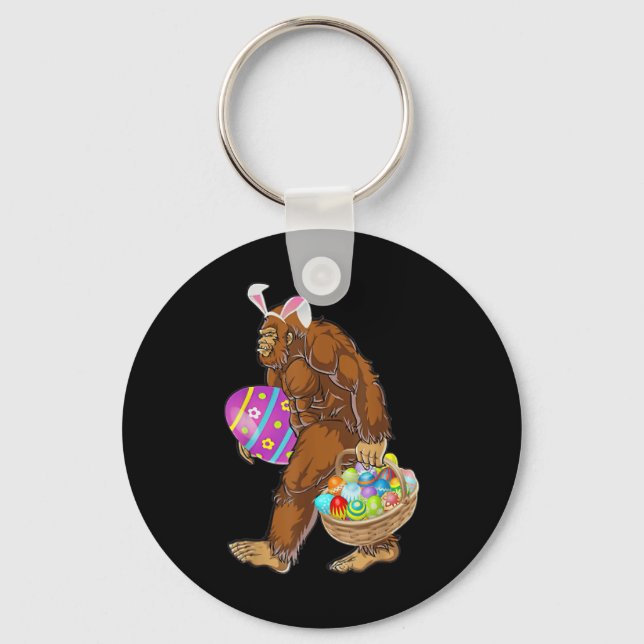 Funny Bigfoot Hunting Easter Eggs  Key Ring (Front)