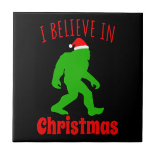 Funny Bigfoot I Believe In Christmas       Ceramic Tile