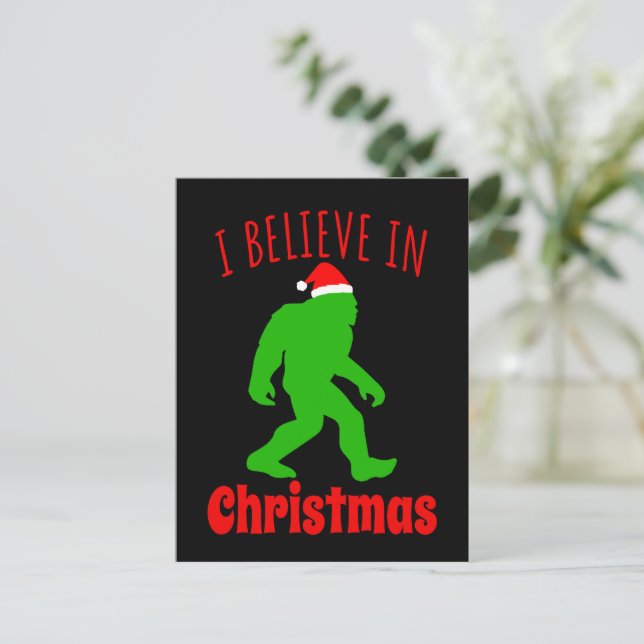 Funny Bigfoot I Believe In Christmas    Postcard (Standing Front)