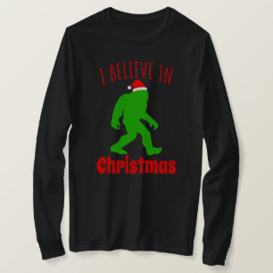 Funny Bigfoot I Believe In Christmas T-Shirt