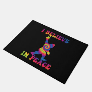 Funny Bigfoot I Believe In Peace         Doormat